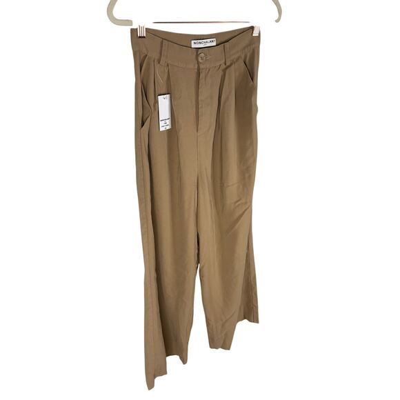 NONchalant Label Fabi Wide Leg Pants Trouser High Rise Pleated Front Camel Sz XS - Picture 4 of 11